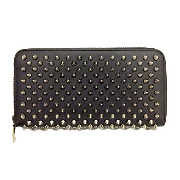 Christian Louboutin Calfskin Panettone Spiked Zip Around Wallet - Picture 1 of 12